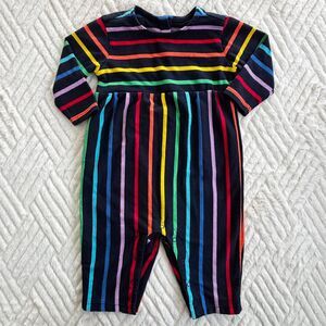 Primary Baby Rainbow Stripe Long Sleeve Romper 3-6 Months Snap Bottom Jumpsuit